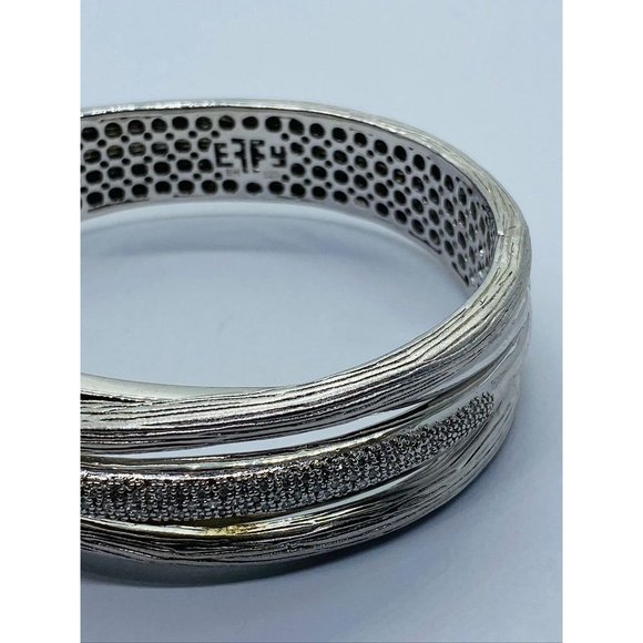 EFFY BH Balissima Diamond Sterling Silver Hinged Bangle asymmetric wrap - Picture 4 of 11